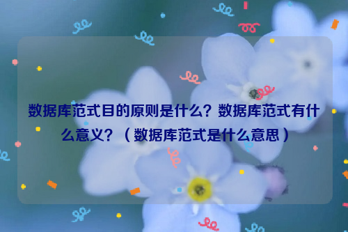 数据库范式目的原则是什么？数据库范式有什么意义？（数据库范式是什么意思）