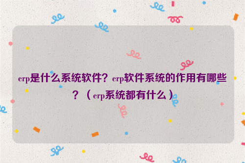 erp是什么系统软件？erp软件系统的作用有哪些？（erp系统都有什么）