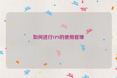 如何进行VPN的使用管理