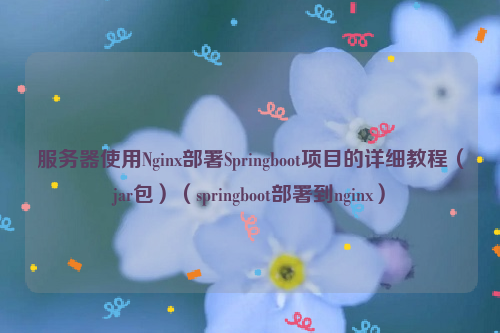 服务器使用Nginx部署Springboot项目的详细教程（jar包）（springboot部署到nginx）